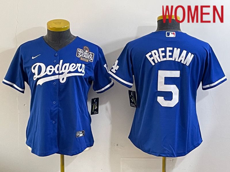 Women Los Angeles Dodgers #5 Freeman Blue Game 2024 Nike MLB Jersey style 11204